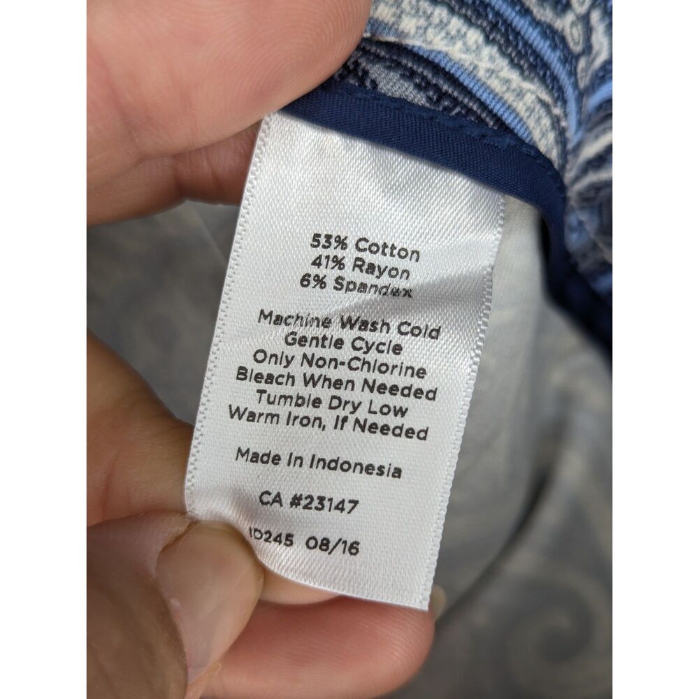 TALBOTS Chatham Ankle Pants Blue Paisley Size 6 Cotton Stretch Classic Workwear - Picture 8 of 8